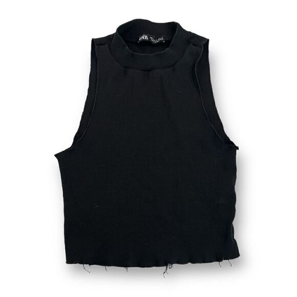Zara Ribbed Cropped Tank Top Size Small - Picture 1 of 4